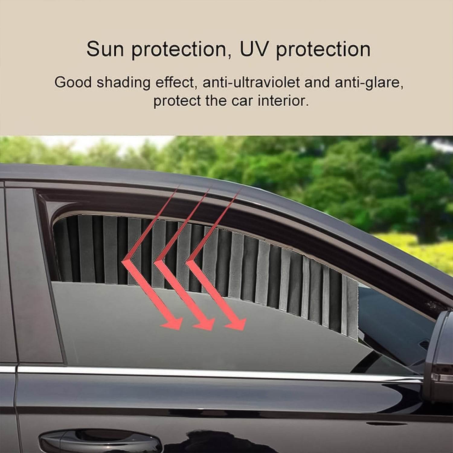 Curtain For Car Window Heat Sunshade Protection (4 Pcs With Curtain Hook Adhesive Tap Set) - 9XShoppy