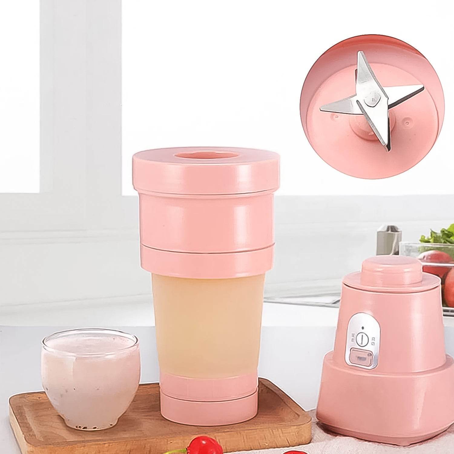 Foldable Electric Juicer Portable Blender Stainless Steel 6 Blades (500 Ml) - 9XShoppy