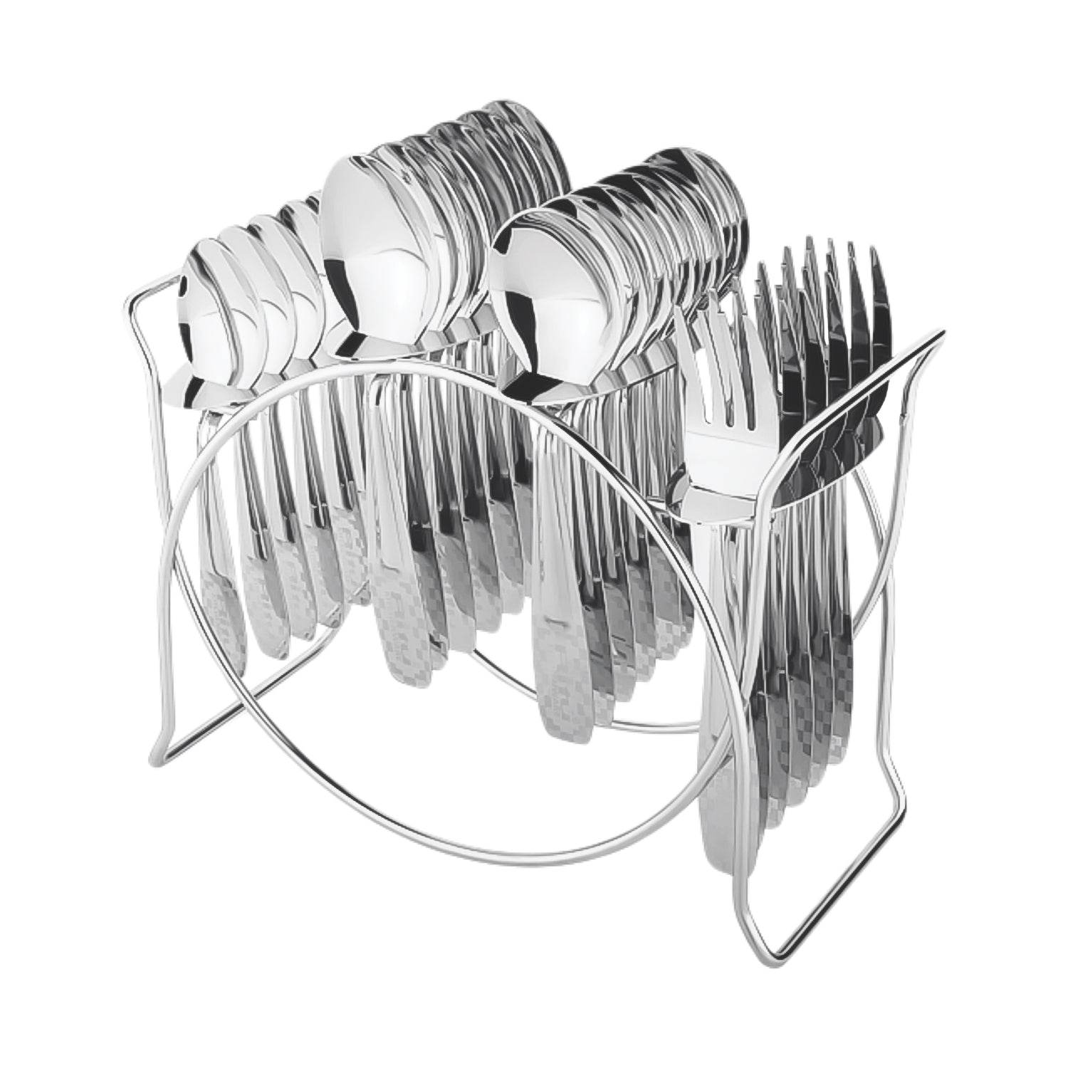 Stainless Steel Cutlery Set With Elegant Storage Stand (24 Pc) - 9XShoppy