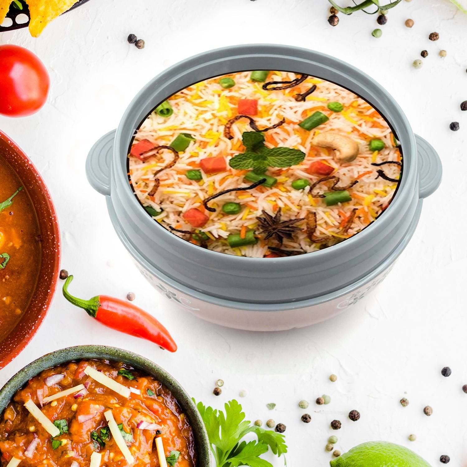 5788 High Quality Steel Casserole Box For Food Searving Inner Steel Insulated Casserole Hot Pot Flowers Printed Chapati Box For Roti Kitchen (Approx 4500 Ml) - 9XShoppy