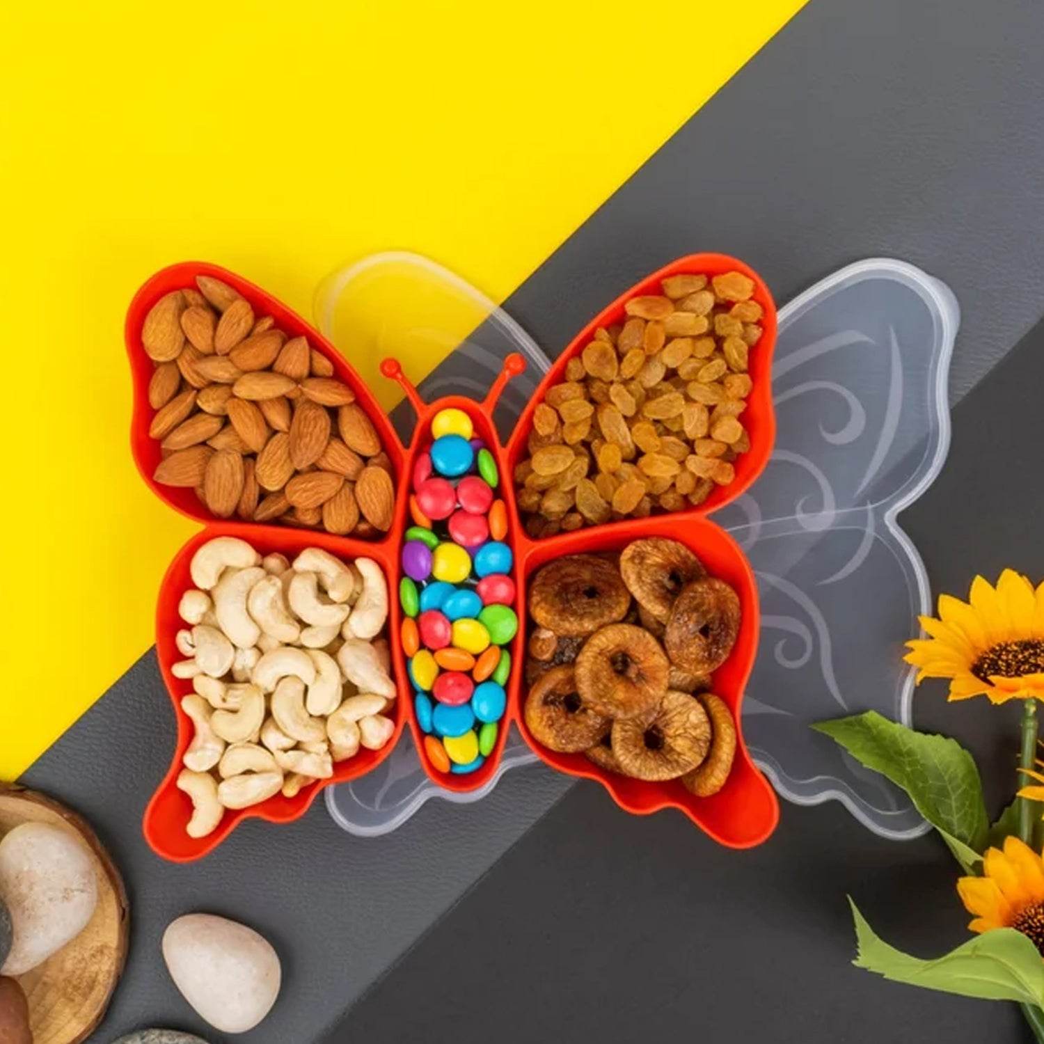 5 Compartment Multipurpose Butterfly Plastic Tray (1 Pc) - 9XShoppy