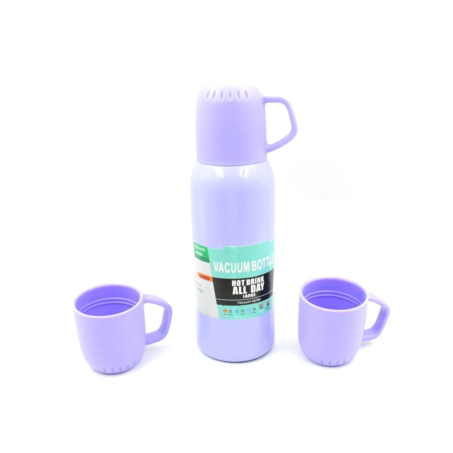 5533 Vacuum Flask Set Stainless Steel Thermos With 3 Cup Creative Gift Set With Cover Handle Portable Car Water Bottle Set (Approx 500ml) - 9XShoppy