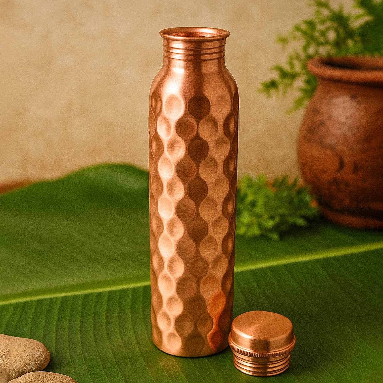 Copper Water Bottle 2 Glasses With Gift Box (3 Pcs Set) - 9XShoppy