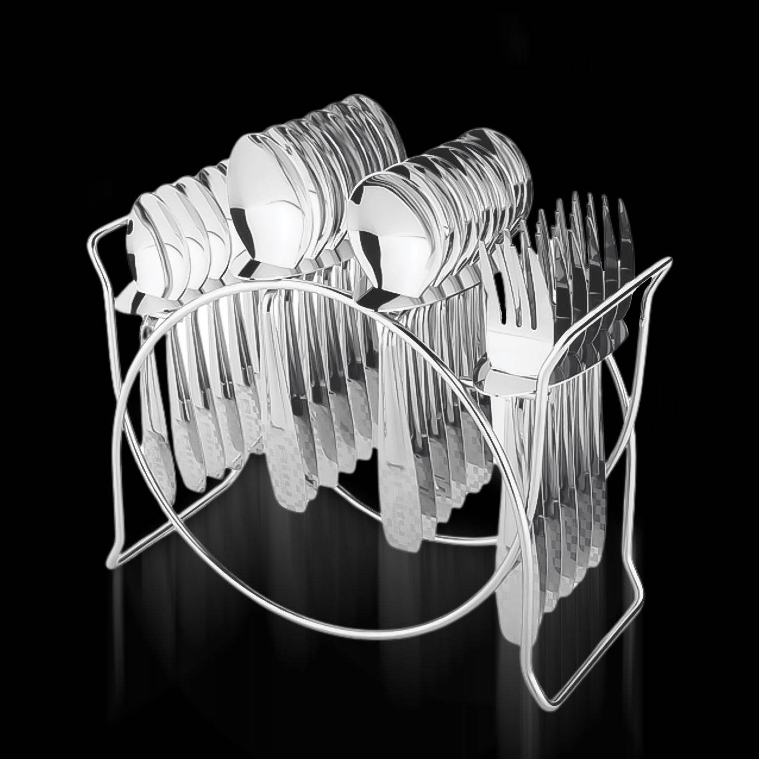 Stainless Steel Cutlery Set With Elegant Storage Stand (24 Pc) - 9XShoppy