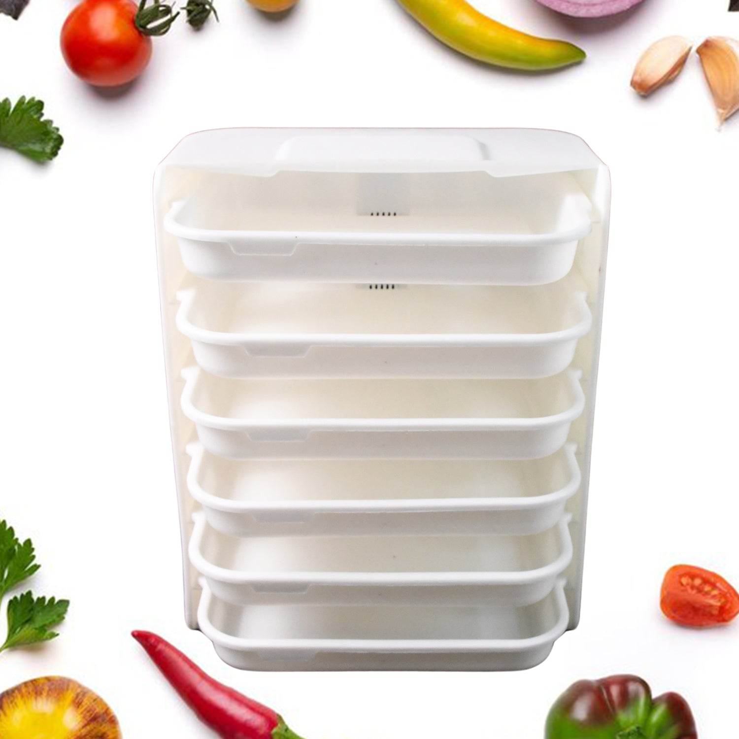 Plastic 6 Layer Wall-mounted Food Organizer Rack (1 Set) - 9XShoppy