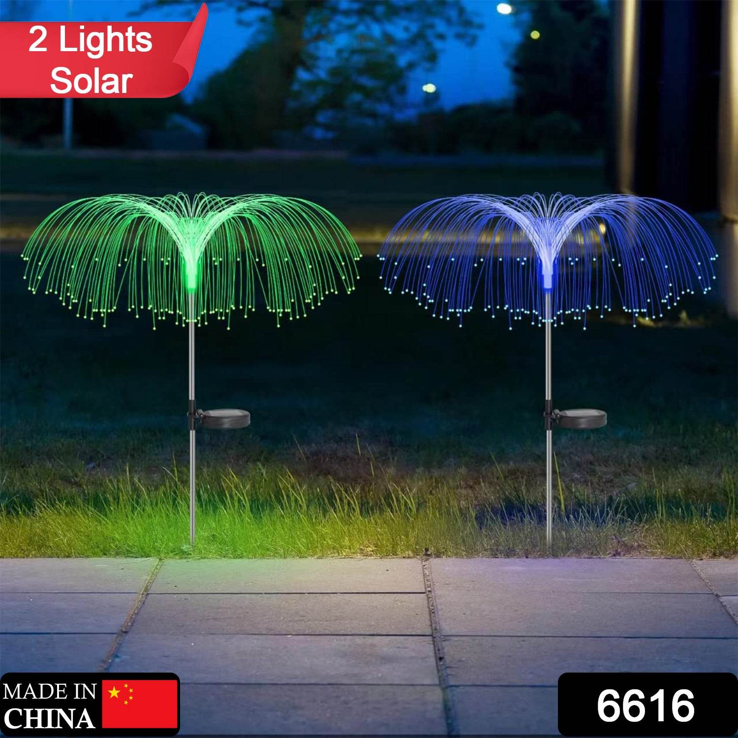 6616 2pcs Garden Solar Outdoor Lights Decorative 7 Colors Changing Rgb Light Waterproof Flower Jellyfish Firework Decor For Garden Patio Landscape Pathway Yard Holiday Decor - 9XShoppy