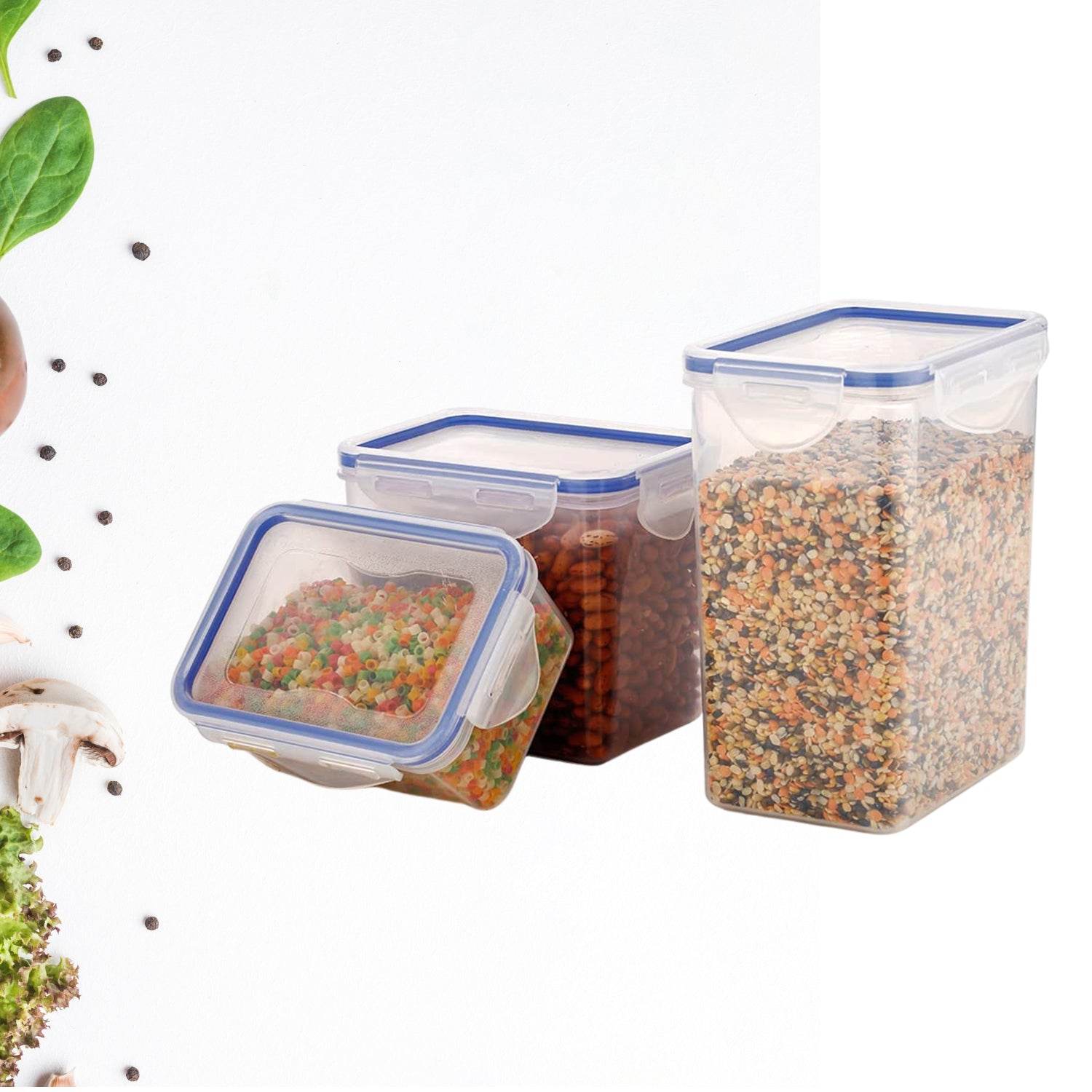5800 Classics Rectangular Plastic Airtight Food Storage Containers With Leak Proof Locking Lid Storage Container Set Of 3 Pc( Approx Capacity 500ml1000ml1500ml Transparent) - 9XShoppy