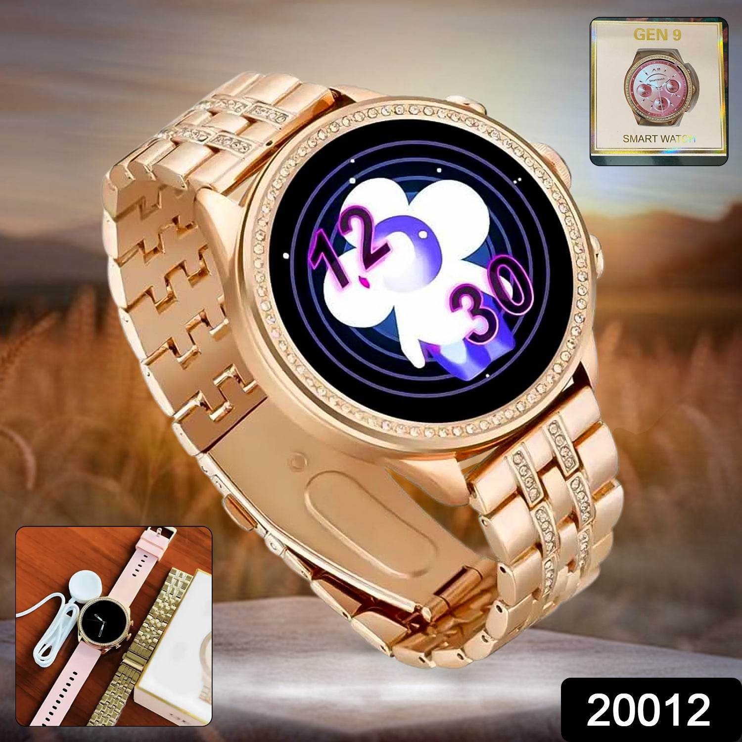 Gen 9 Diamond Strap Latest Smartwatch Hd Display 2 Straps (1 Set) - 9XShoppy