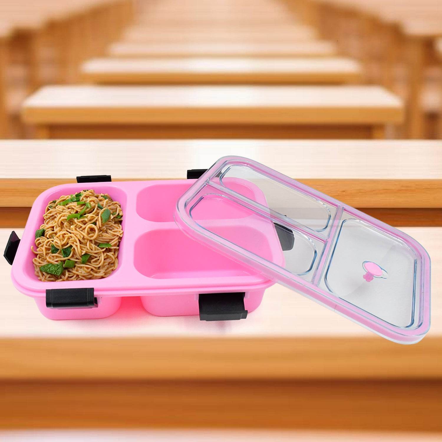 Plastic 3 Compartment Insulated Lunch Box Lunch Box (1 Pc) - 9XShoppy