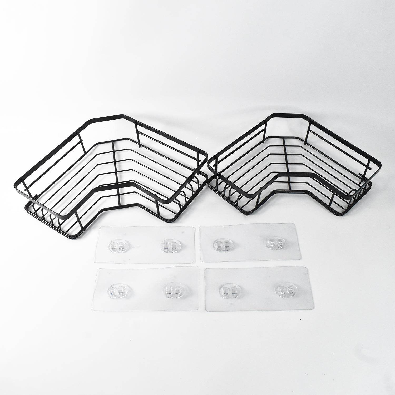 Iron Coating Self-adhesive Corner Shelf Organizer (2 Pc) - 9XShoppy