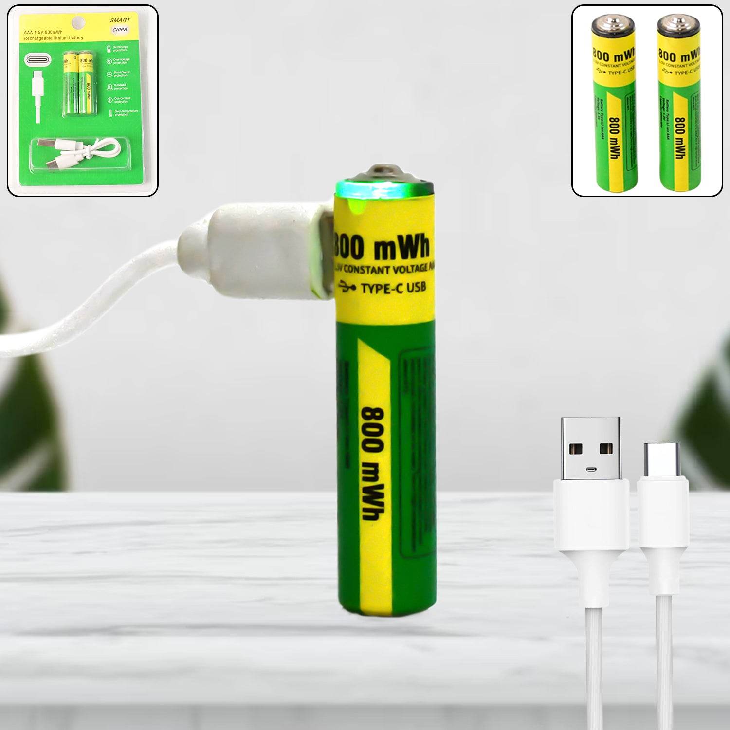 Aaa Rechargeable 800 Mwh Batteries With Recharging Cable (2 Pc Set) - 9XShoppy