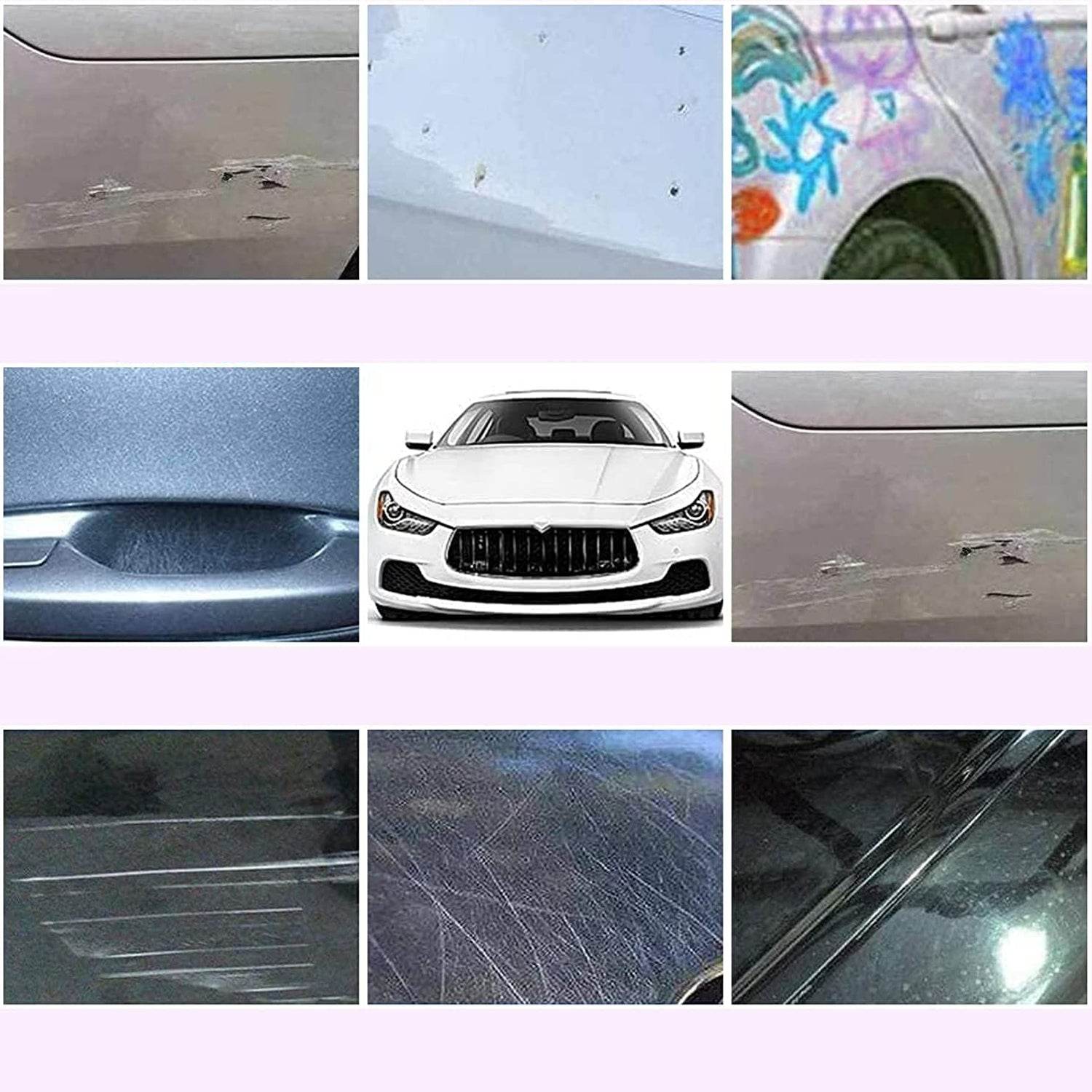 8527 Nano Magic Car Scratch Remover Cloth Multipurpose Scratch Repair Cloth Cloth For Car Paint Scratch Repair Easy To Repair Slight Scratches On The Surface Polishing Repeatable Use For All Kinds Of Car (45 Ml Repair Solution 2 Gloves 2 Nano Cloth) - 9XShoppy
