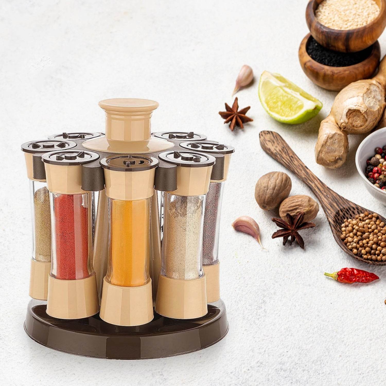360 Revolving Spice Rack For Kitchen And Dining Table 8 Spice Jars - 9XShoppy