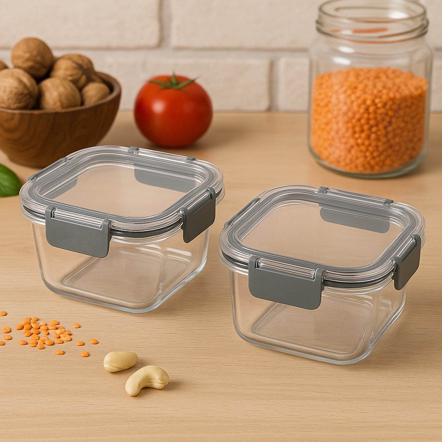 Apex Press N Lock Airtight Food Storage Container Set (2pc450ml) Approx - 9XShoppy