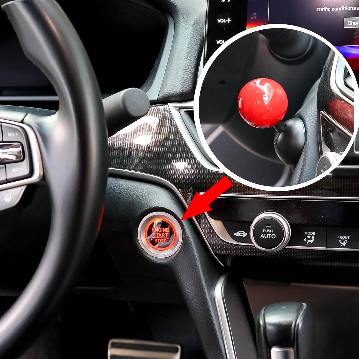 Car Push Start Button Rocker Cover Ball Design (1 Pc) - 9XShoppy