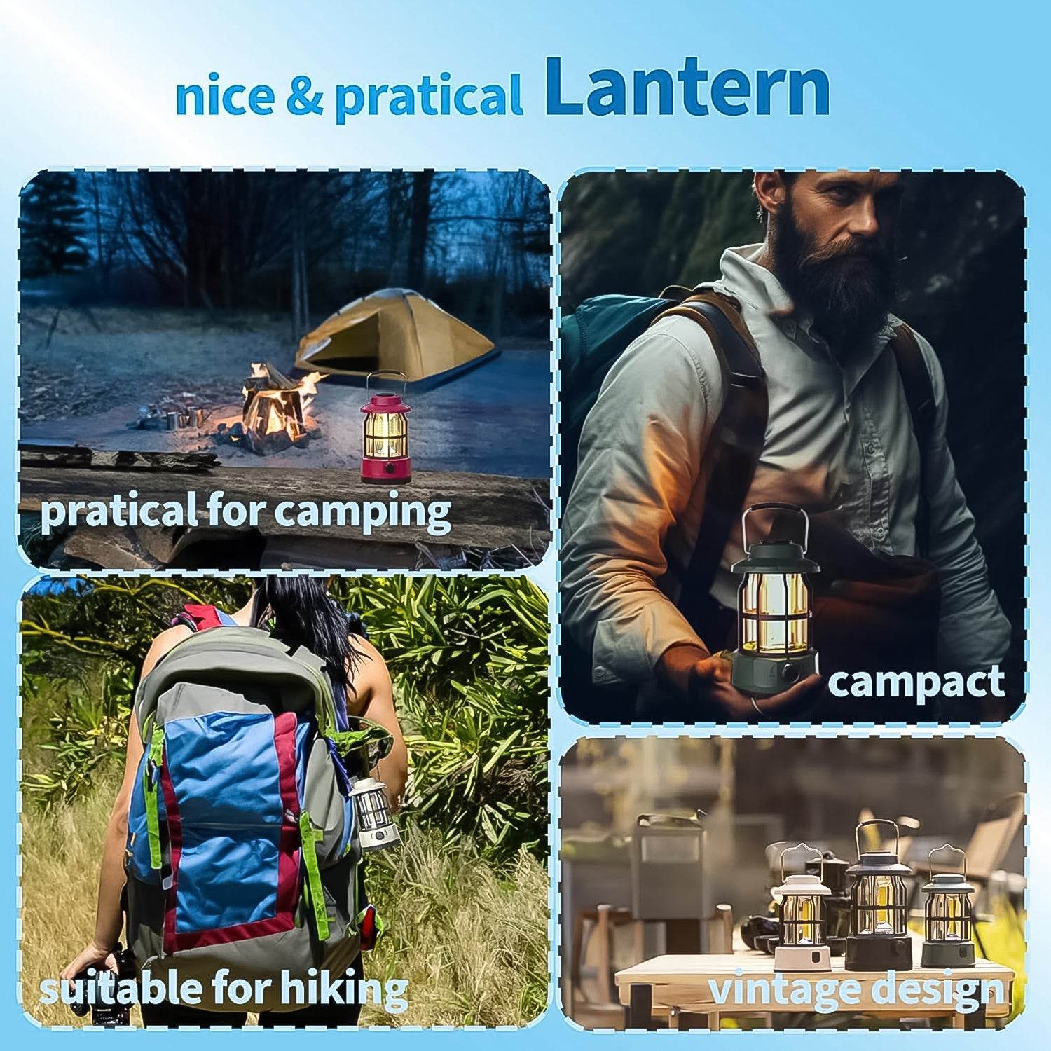 Led Camping Light Retro Style Lighting Battery Type-c Rechargeable (1 Pc) - 9XShoppy
