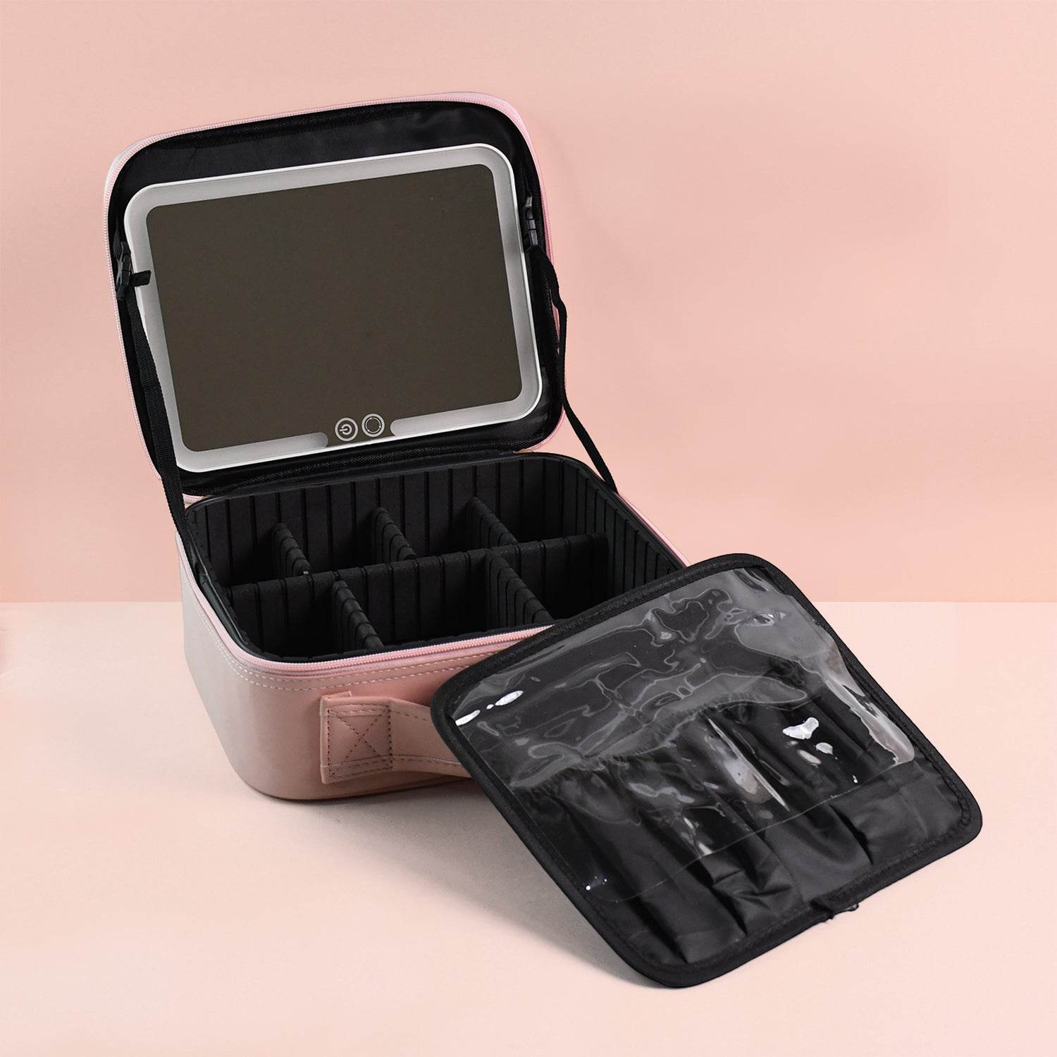 Pink Premium Led Light Makeup Organizer Box (1 Pc) - 9XShoppy