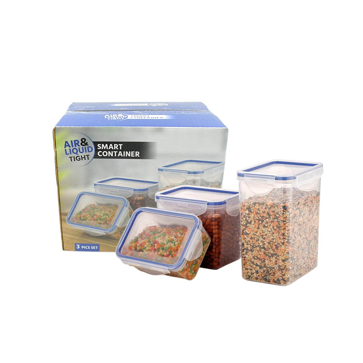 5800 Classics Rectangular Plastic Airtight Food Storage Containers With Leak Proof Locking Lid Storage Container Set Of 3 Pc( Approx Capacity 500ml1000ml1500ml Transparent) - 9XShoppy