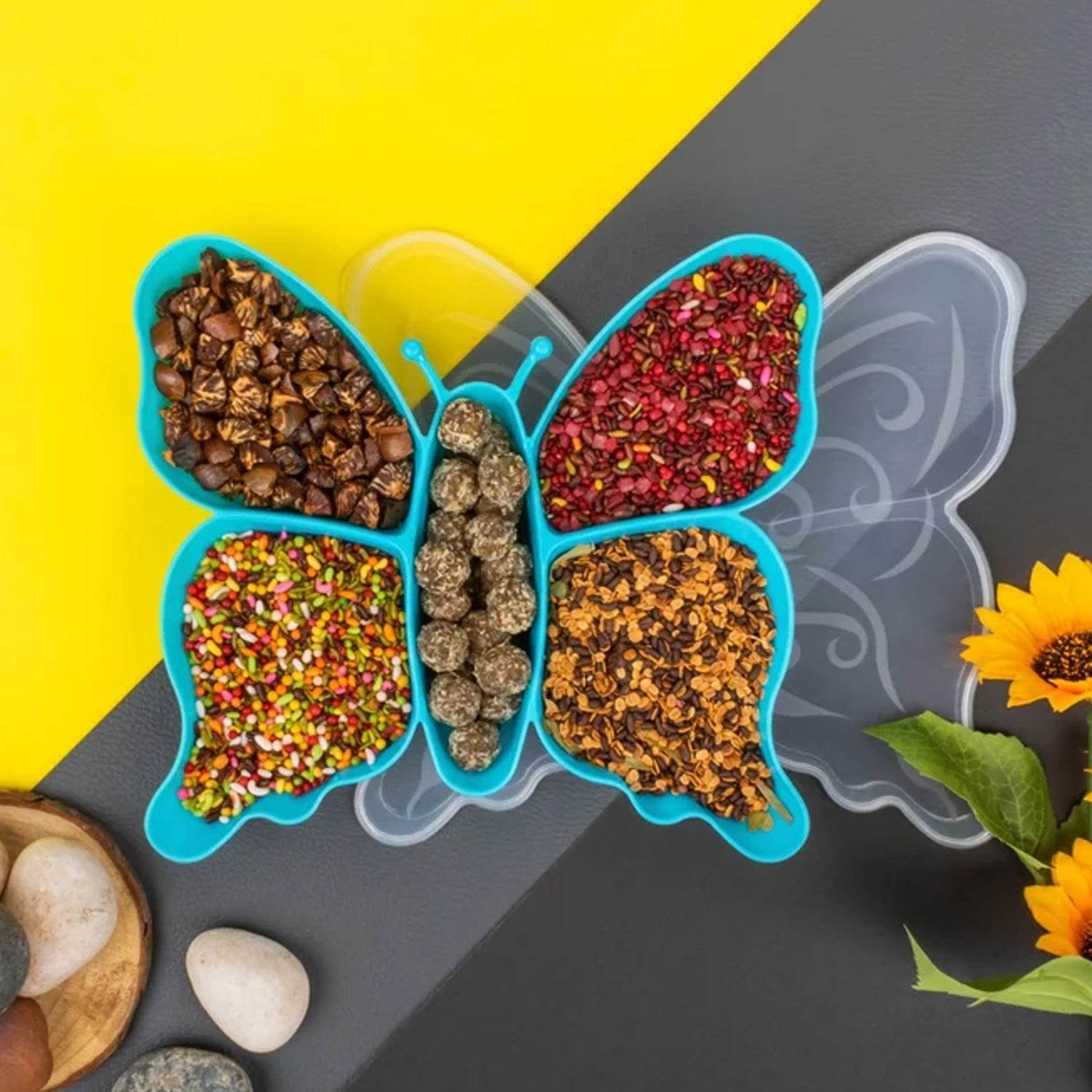 5 Compartment Multipurpose Butterfly Plastic Tray (1 Pc) - 9XShoppy