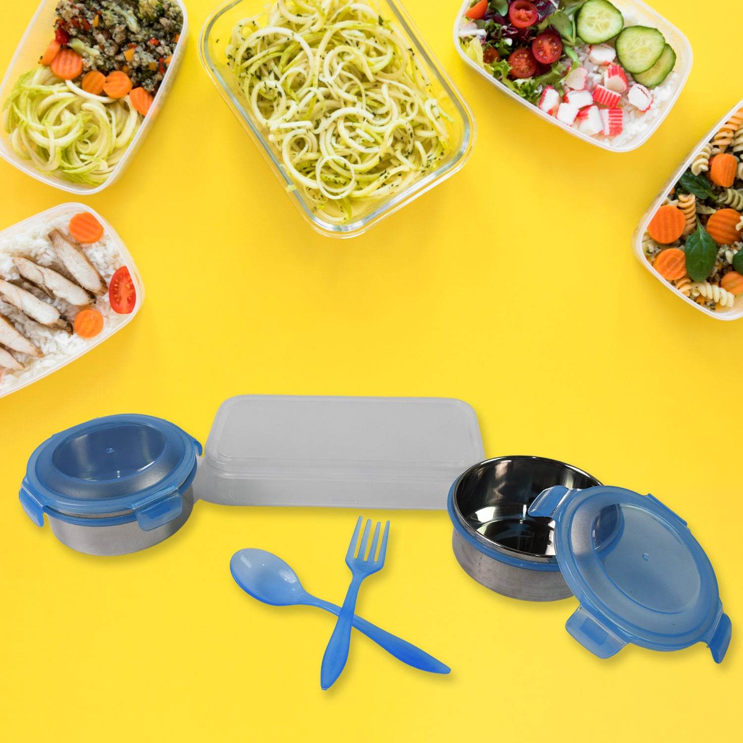 Sumo Lunch Box With Lunch Bag Plastic Lunch Box Plastic Spoon Fork (2 Pc Set With Lunch Box) - 9XShoppy