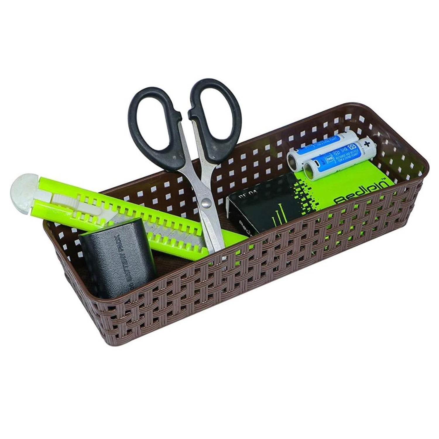 8787 Plastic Multipurpose Desk Organizer Tray Office Drawer Dividers Storage Bins For Kitchen Bathroom Office Makeup Bedroom Dresser Craft Basket Rack Multicolour (6 Pcs Set) - 9XShoppy