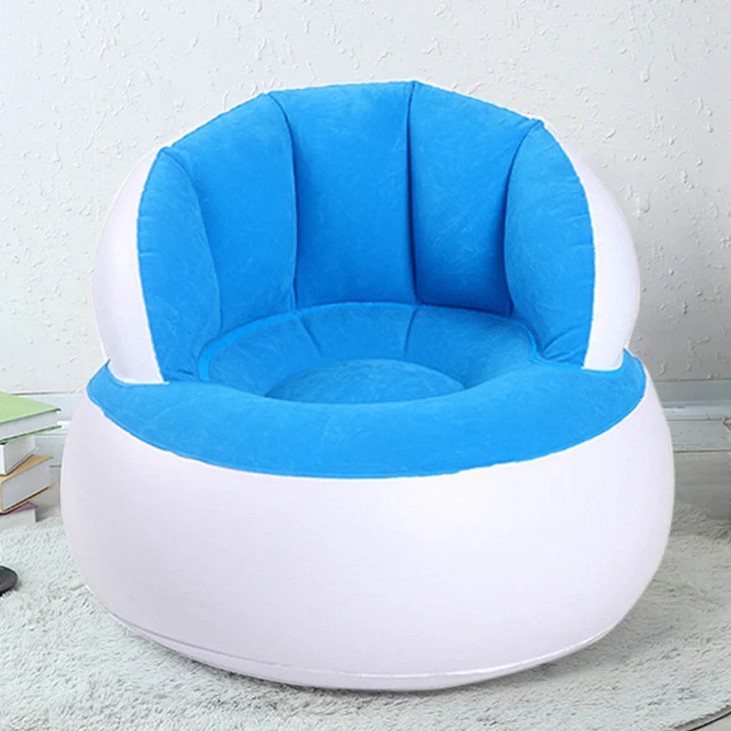 Kids Inflatable Sofa Chair With Backrest Foot Air Pump With Hose (1 Set 85x74 Cm Approx) - 9XShoppy