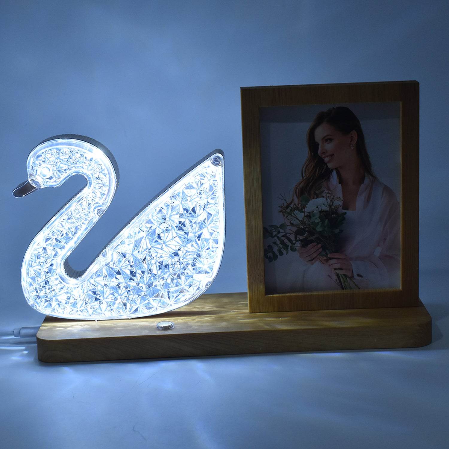 Duck Shape Cystal Led Lamp Photo Frame Night Lamp Wedding Gift Love Couple - 9XShoppy