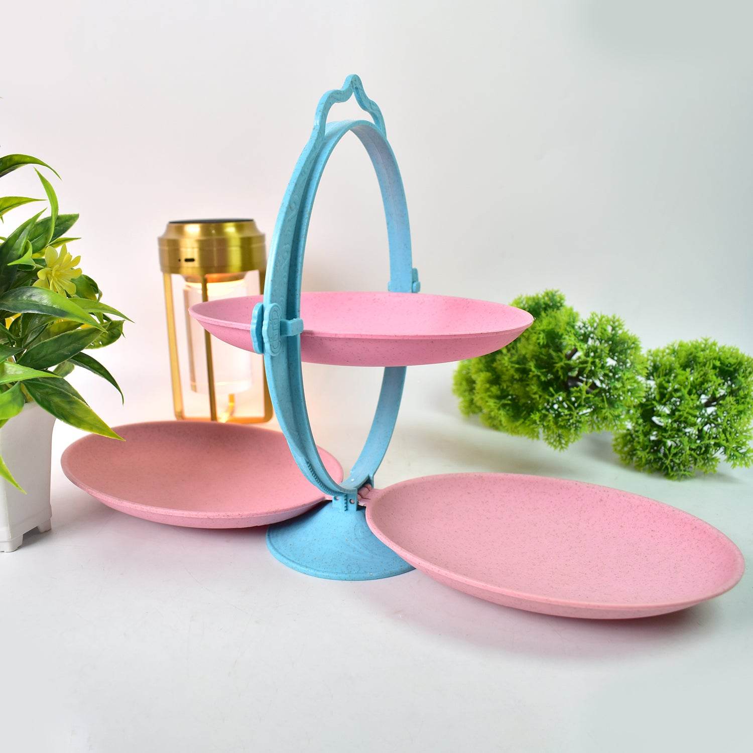 Foldable Fruit Plate Candy Dish Multi Use Mirror Shape Dried Fruit Tray (1 Set) - 9XShoppy