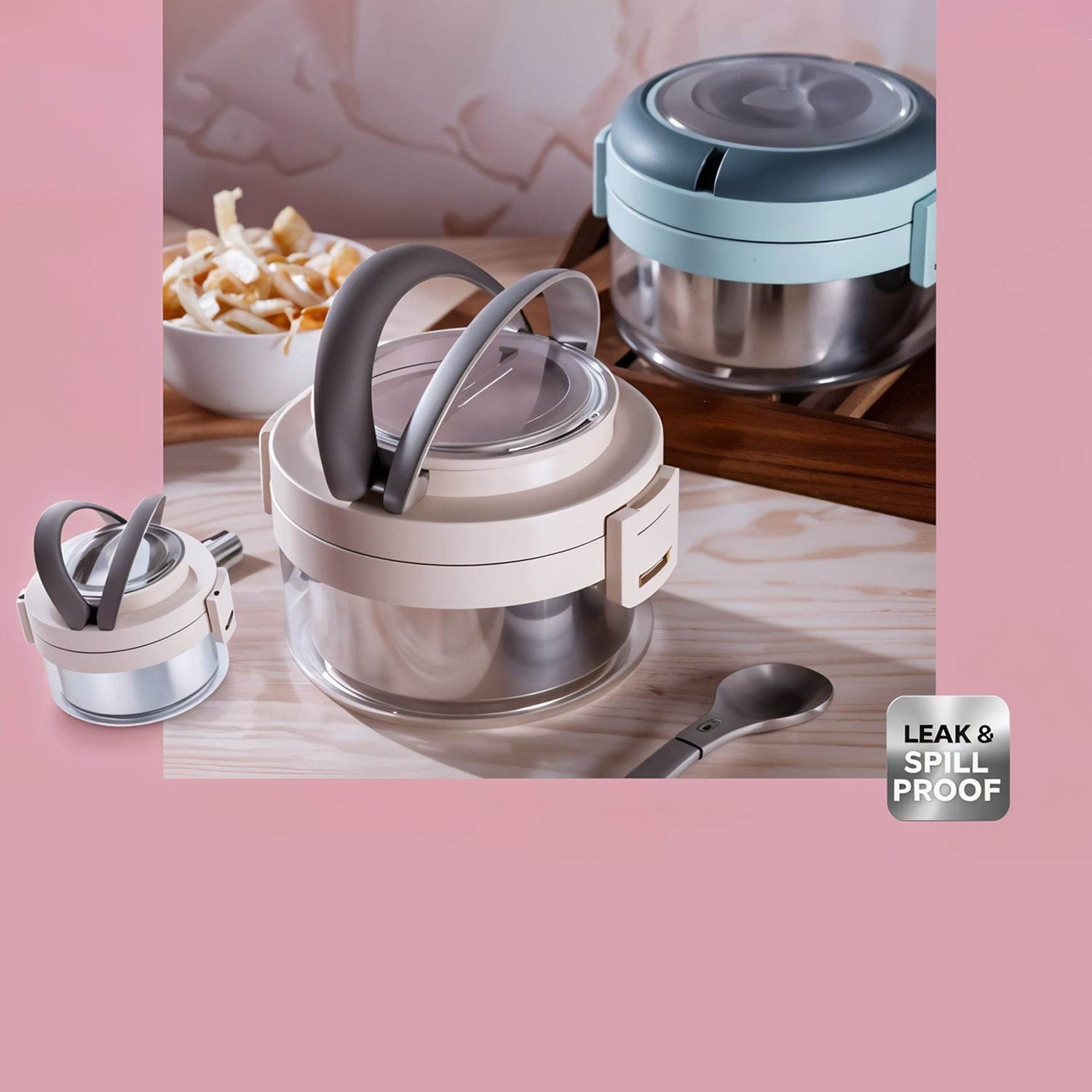 Ganesh Tiara 400ml Stainless Steel Insulated Lunch Box With Leakproof Lid Folding Spoon - 9XShoppy