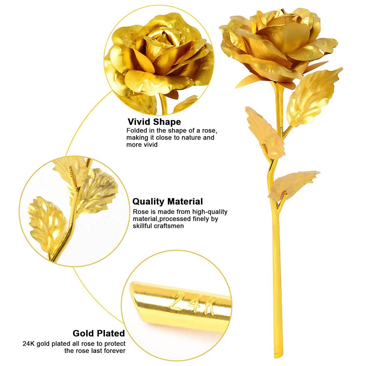 Luxury Decorative Gold Plated Artificial Golden Rose With Premium Box - 9XShoppy