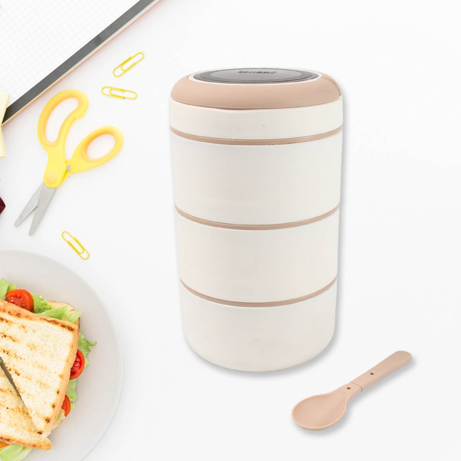 Ganesh Smart Stack 23 Layer Portable Lunch Box Stainless Steel Airtight Leak-proof Lunch Box For Office School Picnic Color May Vary (2 Layer 3 Layer) - 9XShoppy