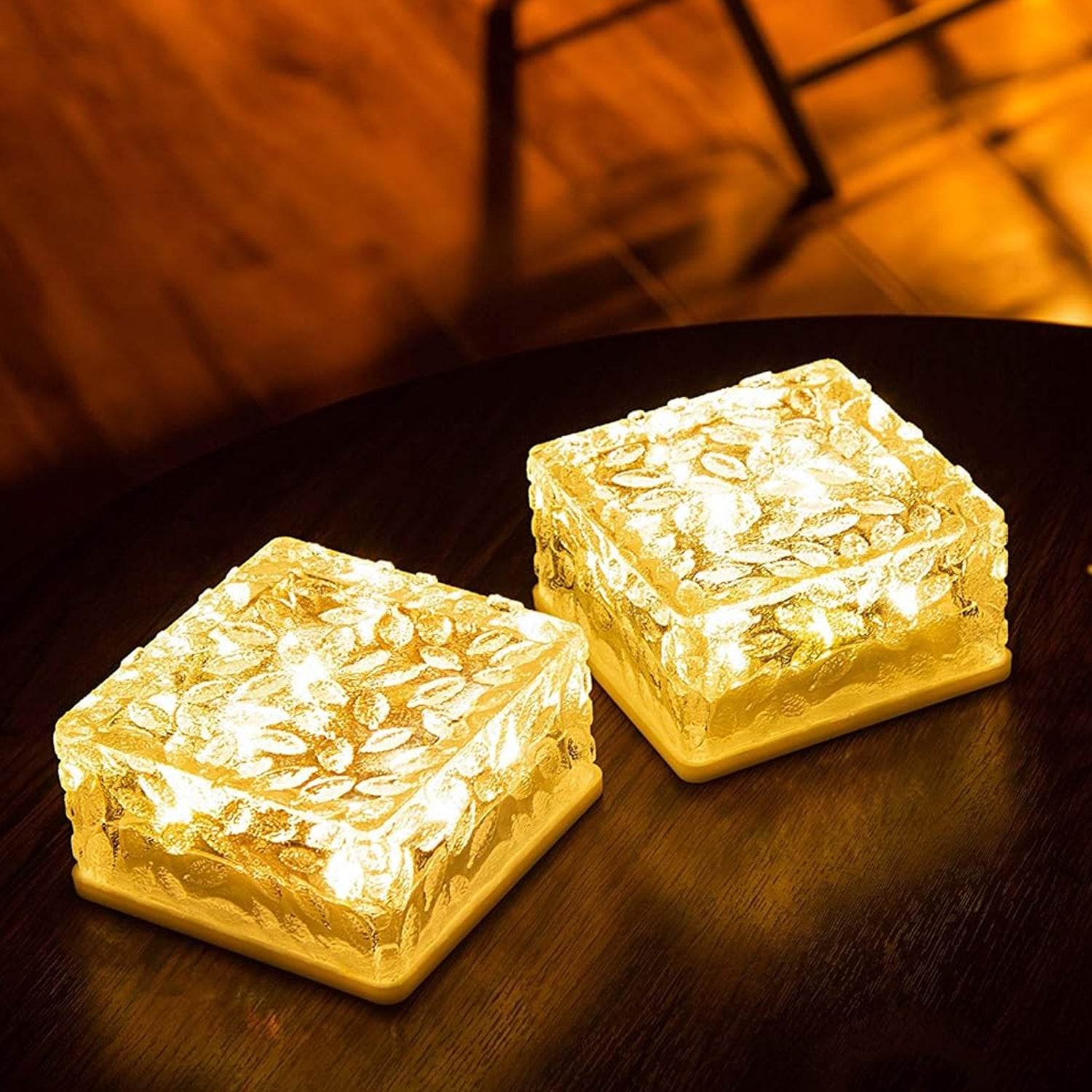 8557solar Ice Cube Shaped Garden Light Ice Cube Shaped Garden Warm Light Outdoor Solar Garden Decorative Lights For Walkway Pathway Backyard Christmas Decoration Parties - 9XShoppy