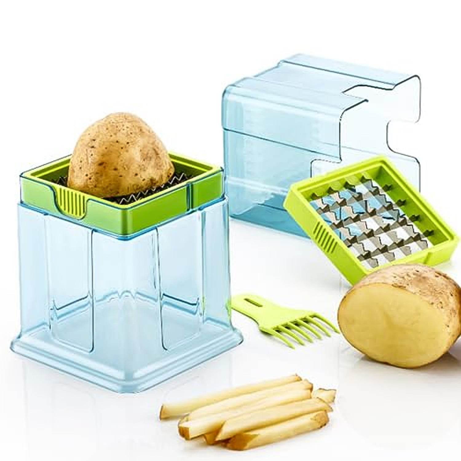 2 In 1 Potato Chipser Slicer French Fries Maker Finger Chips Plastic Two Blades Finger Chips Cutter For Kitchen Accessoryvegetable Fruit Slicer (1 Pc) - 9XShoppy