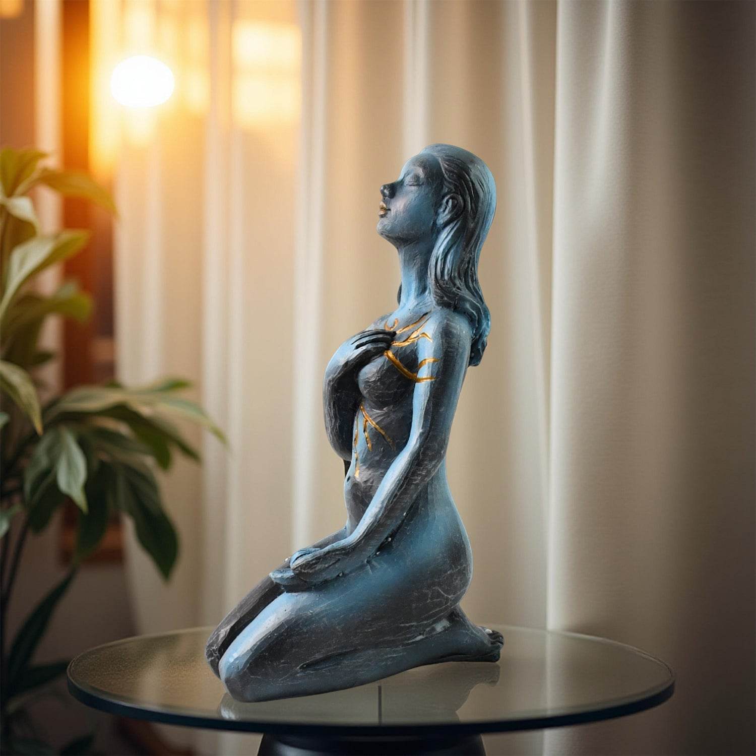 Elegant Resin Kneeling Woman Decorative Statue (1 Pc) - 9XShoppy