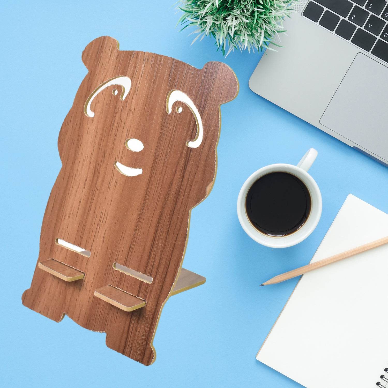 Wooden Cartoon Shape Design Mobile Stand (1 Pc) - 9XShoppy