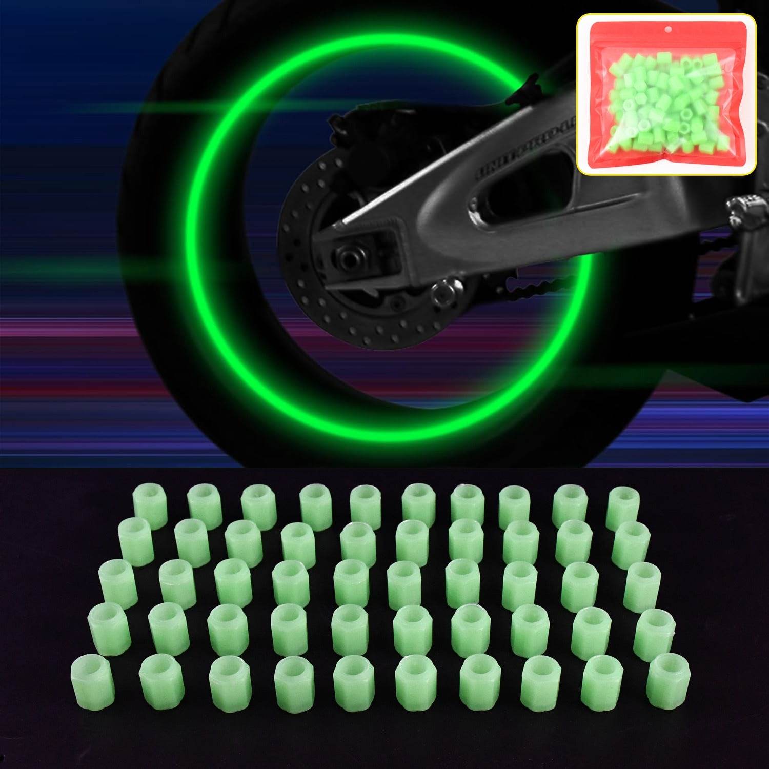 Tyre Valve Caps Luminous Glow Car Tire (100 Pcs Set) - 9XShoppy