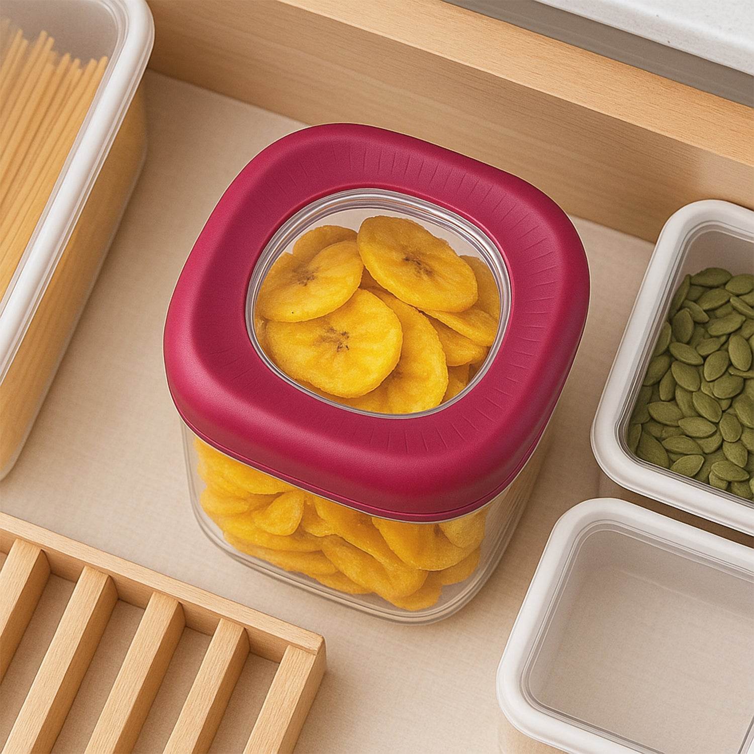 Transparent Twist Lock Kitchen Storage Container Set (Approx 800ml 2pc) - 9XShoppy
