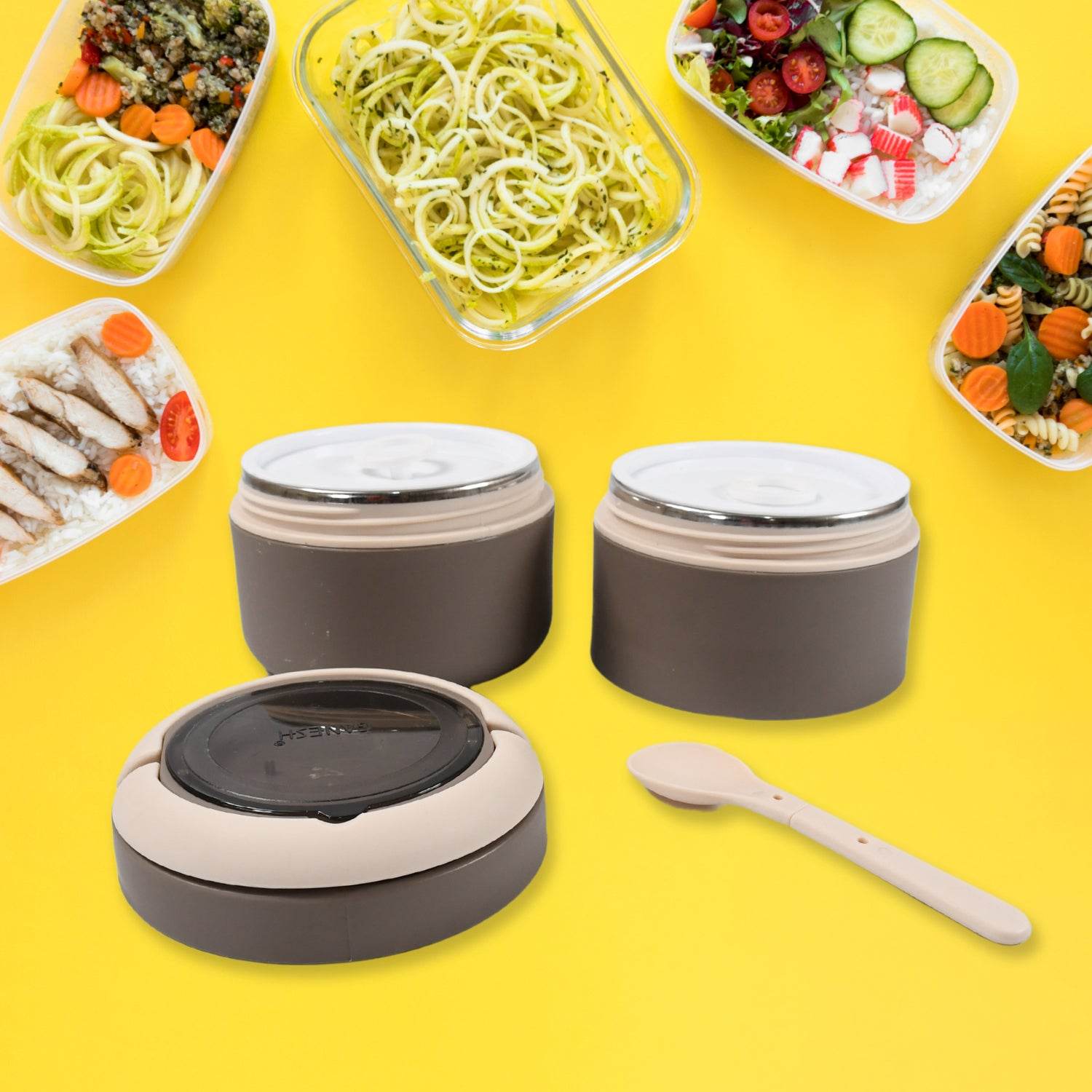8147 Ganesh Smart Stack 2 Layer Protable Lunch Box Stainless Steel Airtight Leak-proof Lunch Box For Office School Picnic - Color May Vary - 9XShoppy
