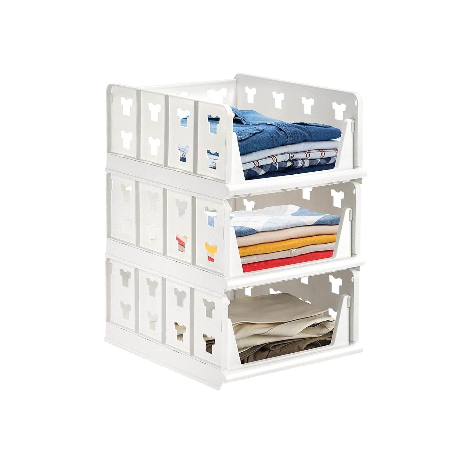 7886 3 Layer Stackable Multifunctional Storagefor Clothes Foldable Drawer Shelf Basket Utility Cart Rack Storage Organizer Cart For Kitchen Pantry Closet Bedroom Bathroom Laundry(3 Layer 1 Pc) - 9XShoppy