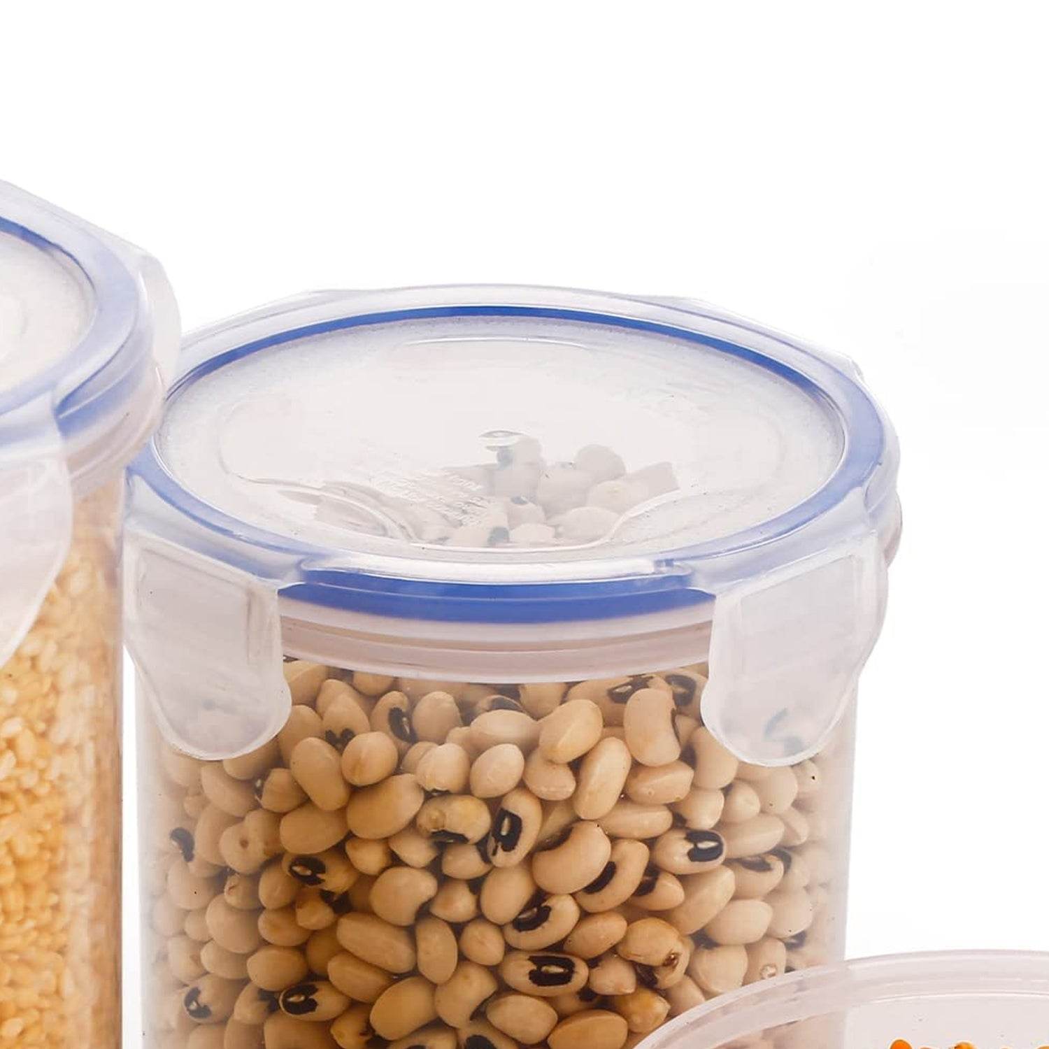 5828 Round Plastic Airtight Food Storage Containers With Leak Proof Locking Lid Storage Container Set Of 3( Approx Capacity 500ml1000ml1500ml Transparent) - 3 Pc Set - 9XShoppy