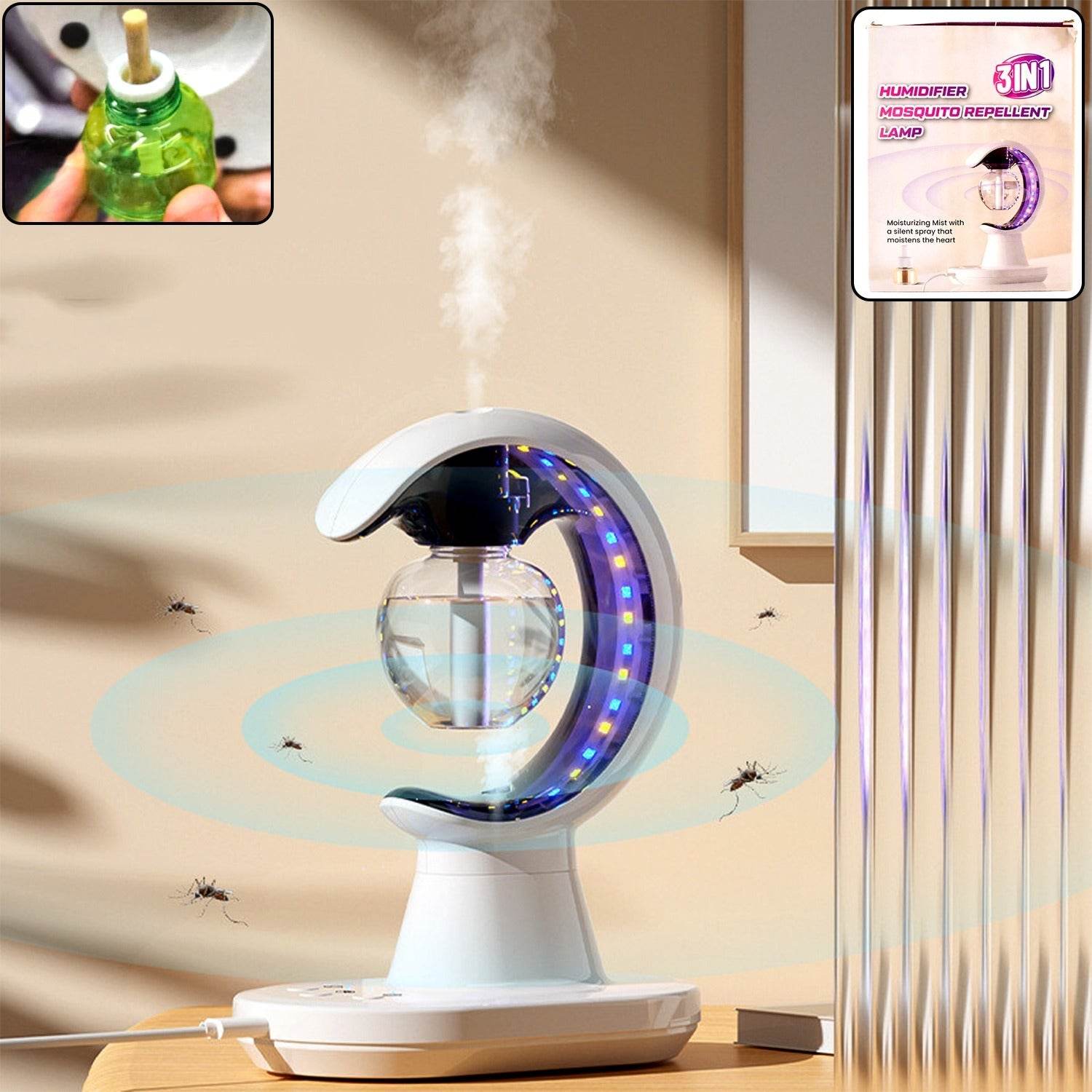3-in-1 Led Lamp With Humidifier And Mosquito Repellent - 9XShoppy