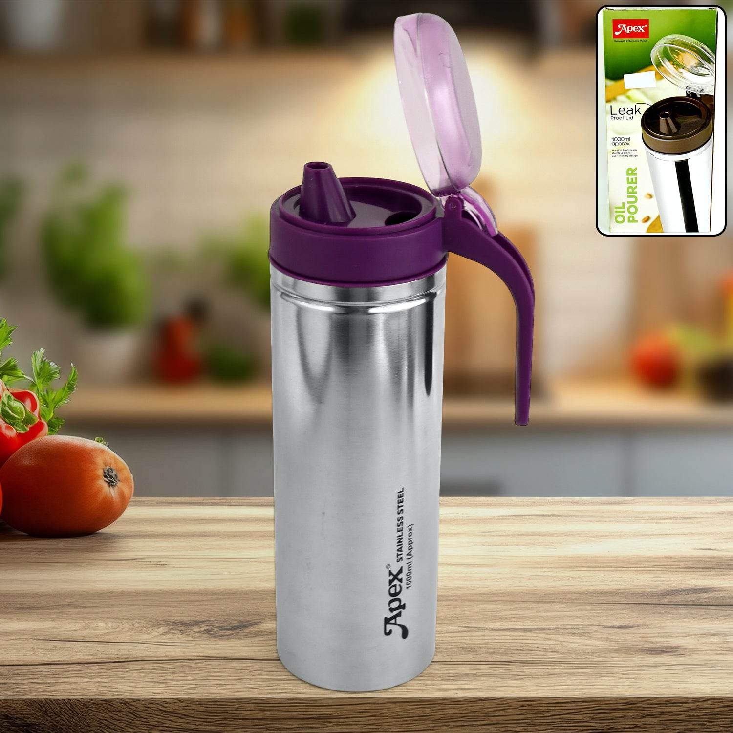 Apex 1000ml Approx. Stainless Steel Oil Pourer (1 Pc) - 9XShoppy