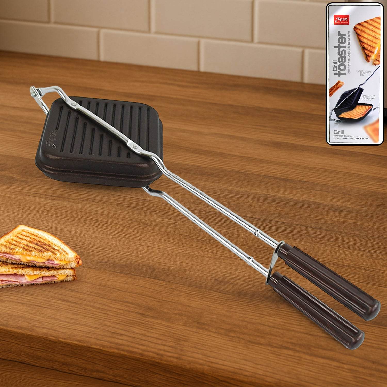 Apex Heavy Gauge Aluminium Grill Sandwich Toaster - 9XShoppy