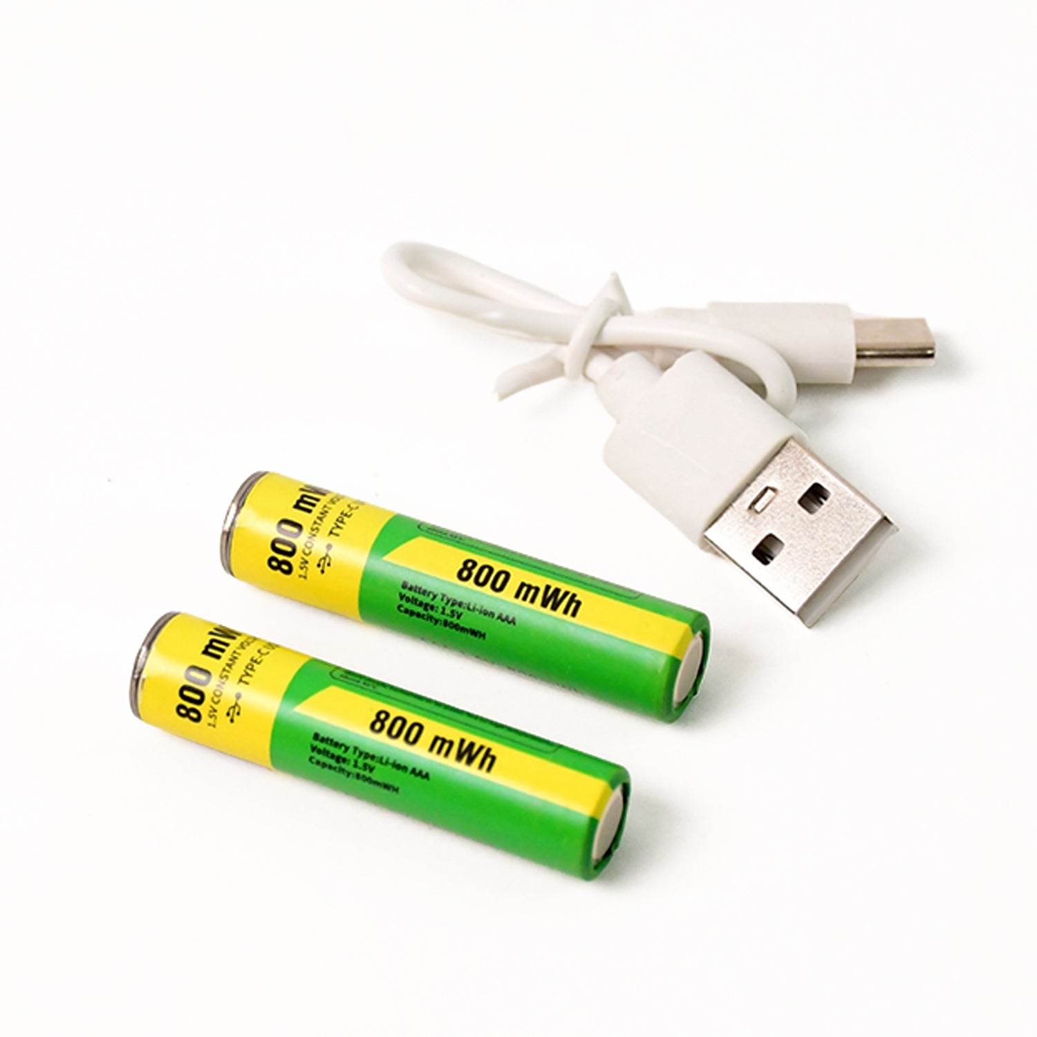 Aaa Rechargeable 800 Mwh Batteries With Recharging Cable (2 Pc Set) - 9XShoppy
