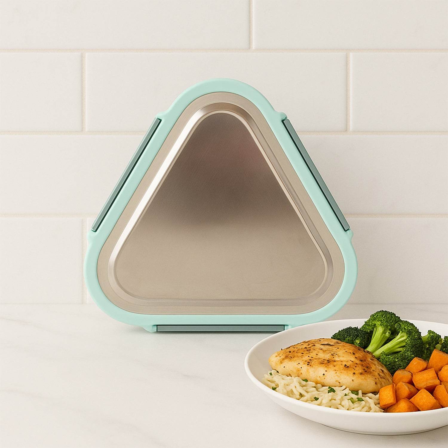 Ganesh Trinity 2-piece Stainless Steel Triangle Lunch Box Set - 9XShoppy
