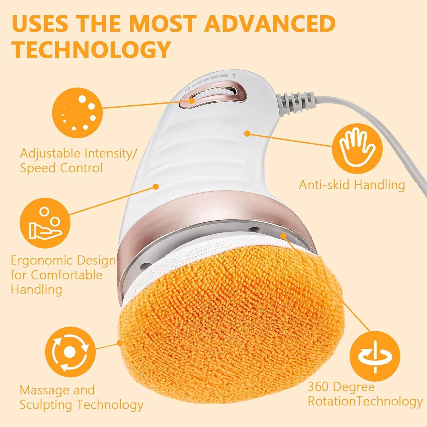 7293 Body Massager Shaping Machine Body Sculpting Massager With 3 Washable Pads Adjustable Speeds Electric Handheld Massager For Belly Waist Legs Arms Butt (1 Pc) - 9XShoppy