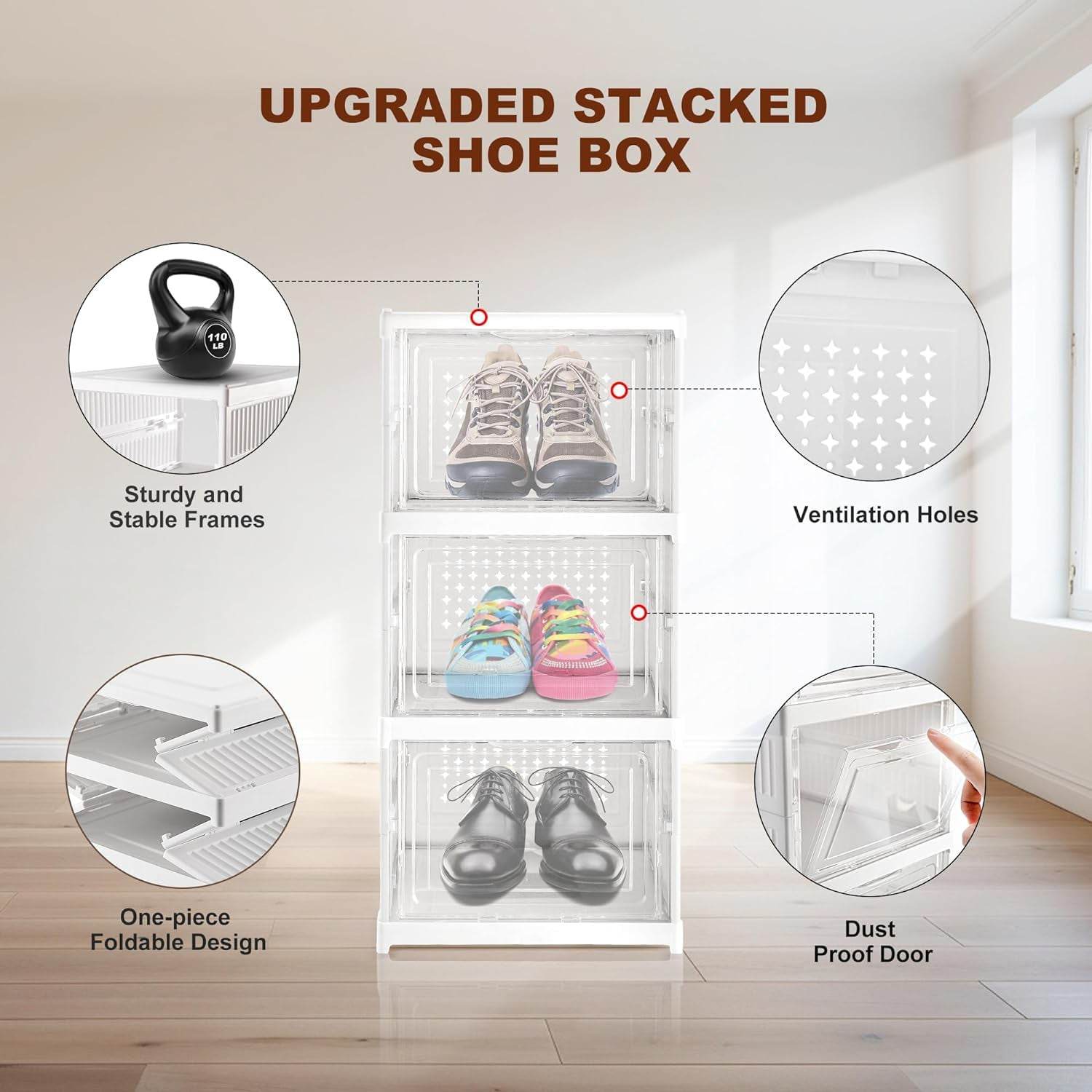 Stackable Multifunctional Storage For Clothes Foldable Drawer Shelf Basket Utility Cart Rack Storage Organizer Cart For Kitchen Pantry Closet Bedroom Bathroom Laundry (3 Layer 1 Pc) - 9XShoppy