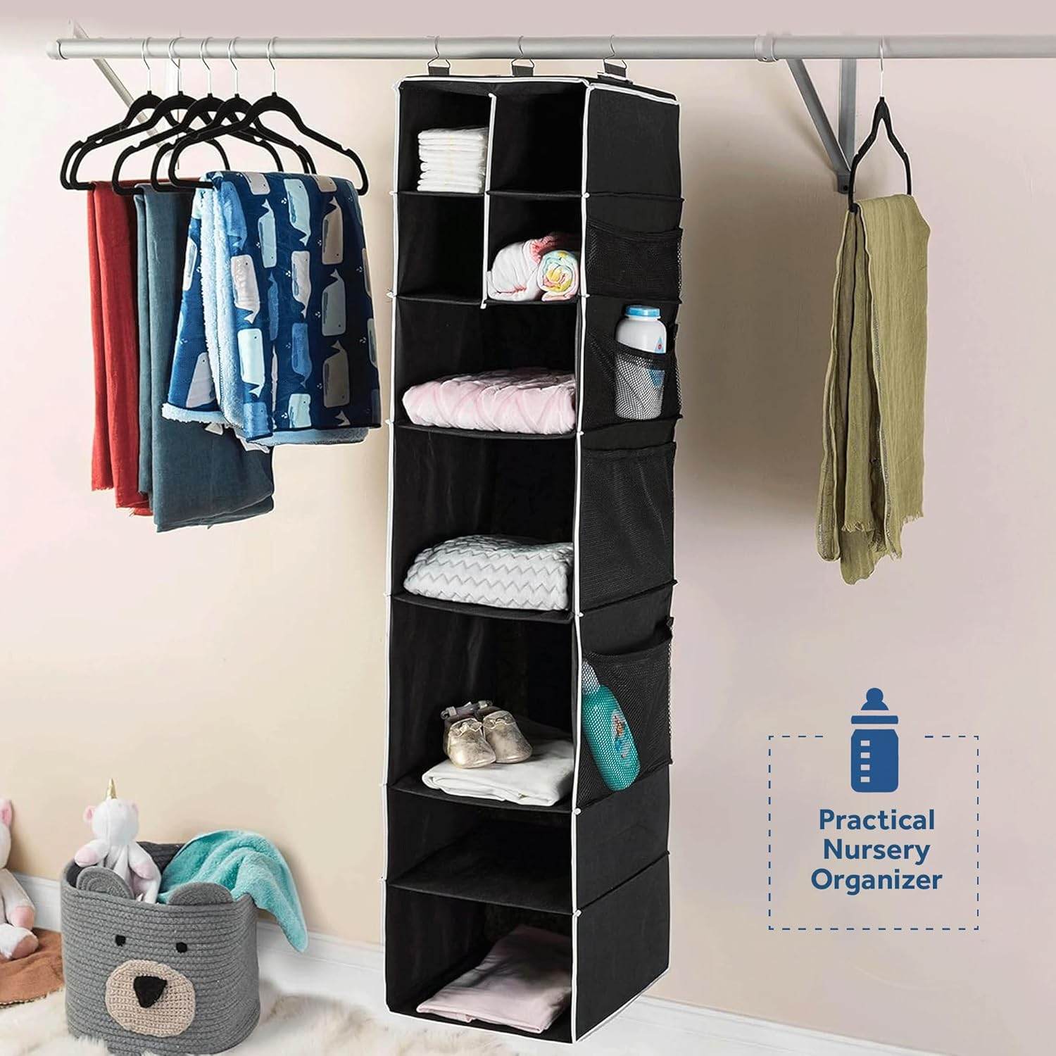 9 Shelf Hanging Closet Organizer With 5 Drawer Organizers - 9XShoppy