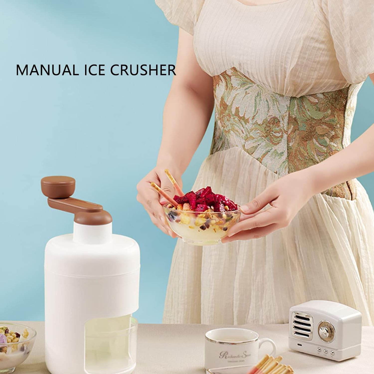 5771 Portable Gola Maker Ice Crusher And Shaved Ice Machine Hand Shaved Ice Machine Manual Fruit Smoothie Machine Mini Household Ice Shaver Small Ice Crusher - 9XShoppy