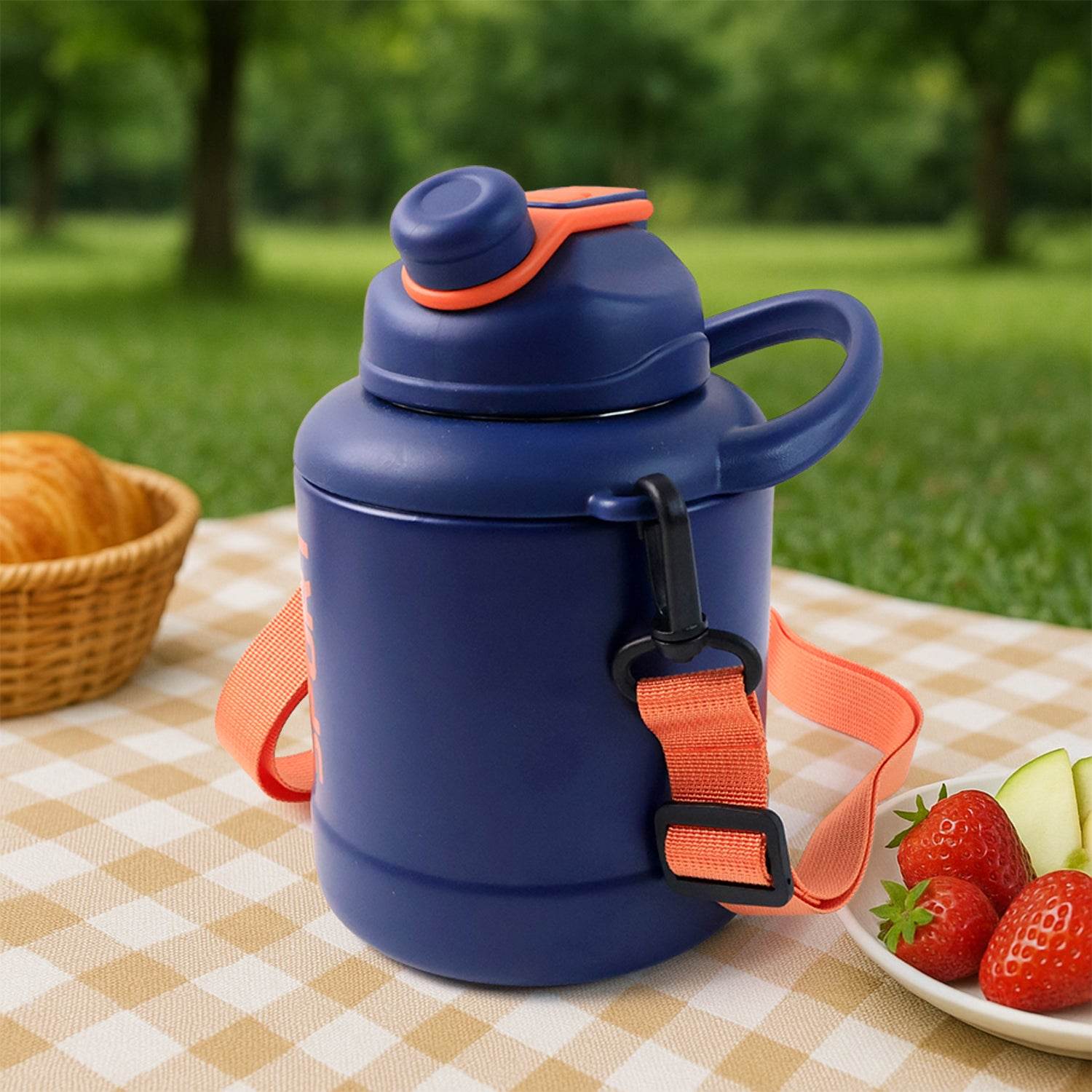Sports Vacuum Bottle With Shoulder Strap 1 Pc Stylish Mix Design Size - 9XShoppy